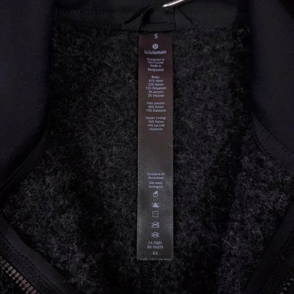 Lululemon Tundra Trek Vest Mens Small Wool Blend Sherpa Fleece Heathered Black - Picture 7 of 13